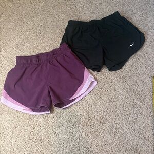 Nike Girls and Old Navy Active Athletic Shorts - Black and Purple Size M girls